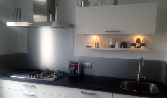 Rvs, rvs look, keukenachterwand rvs, achterwanden rvs look ...